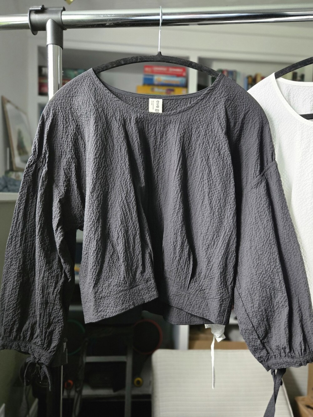 Eve Gravel Elie Top - Seersucker, Textured, Bows